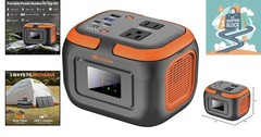 120W Portable Power Station Grey/Orange, 97.6Wh with USB-C & AC Outlets