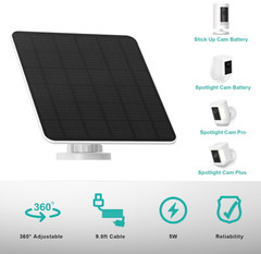 Solar Panel for Ring Camera, 5W Camera Solar Panel Compatible with Ring Stick Up