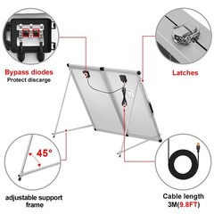 DOKIO 150W Foldable Solar Panel Suitcase with Charge Controller, Gray | Folds…