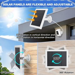 2 Pack Solar Charger for Ring Camera, 5W Waterproof Panel with 16.4ft Cable, Com
