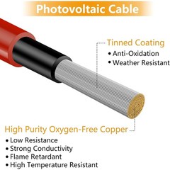 5FT Solar Extension Cable with Connectors for Solar Panel System Black Red