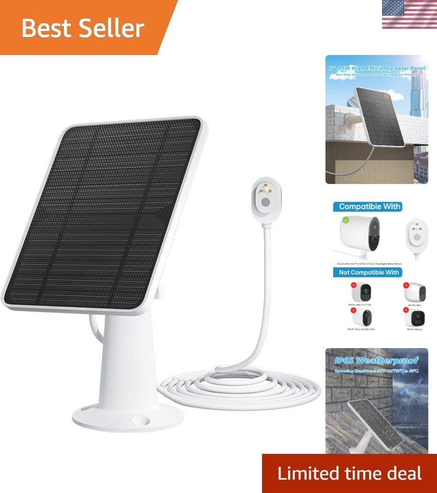 Continuous Power Solar Charger for Arlo Pro Cameras – 4.5W Output, Easy Install