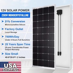 12V 200Watt Solar Panel High-Efficiency Monocrystalline PV Module for Home House