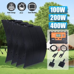 400W 200W 100W 12V Flexible Solar Panel Kit w/Controller for RV Camping Rooftop