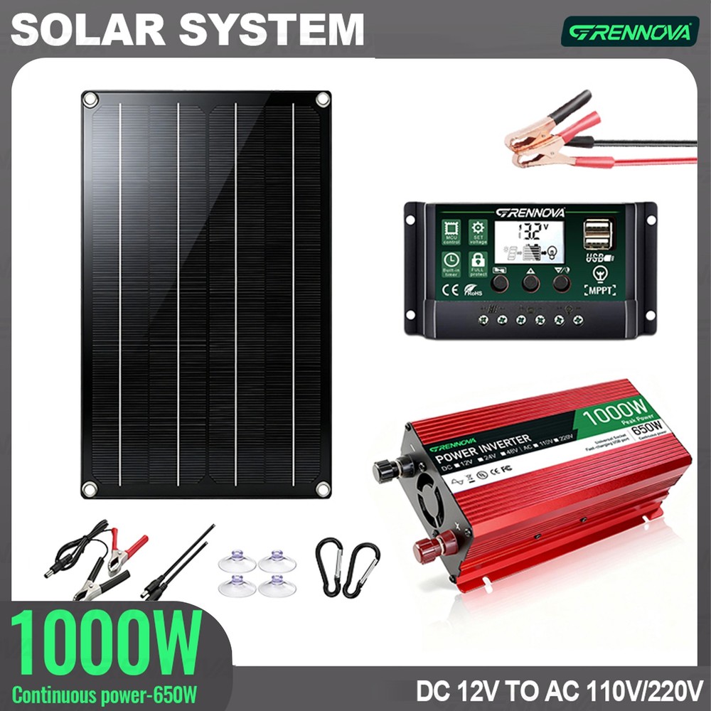 Grennova 1500W Off-Grid Solar System 60W Panel 60A MPPT Dual Voltage Inverter RV