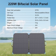 E-POWO 110W 220W Bifacial Solar Panel for Jackery Explorer 1000 v2 Power Station