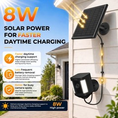 8W Solar Panel Charger for Ring Stick Up & Spotlight Cam – 2-Pack, IP65 Waterpro