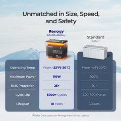 Mini 12V 100AH LiFePO4 Lithium Battery DuoHeat Tech-Core For RV Marine Kayak