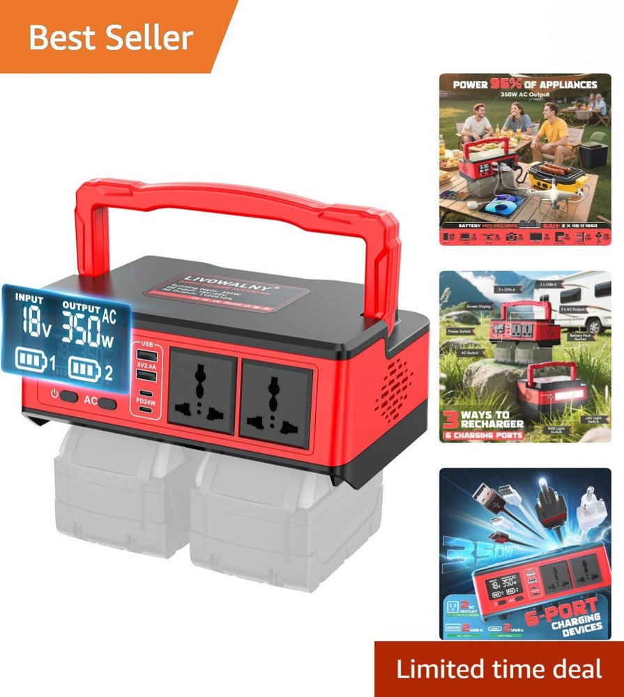 350W Portable Power Station – Compatible with Milwaukee 18V for Camping & Travel