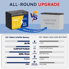 NEW 12V 100Ah LiFePO4 Lithium Battery 8000+ Deep Cycle BMS for Solar RV Off-grid