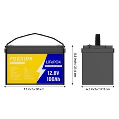 PUJIMAX 12V 100Ah LiFePO4 Lithium Battery Group31 BMS Deep Cycle For Motor Solar