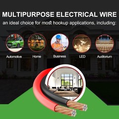 100FT 14/2 Gauge Red Black Electrical Wire for LED Strips 12V 24V DC Extension