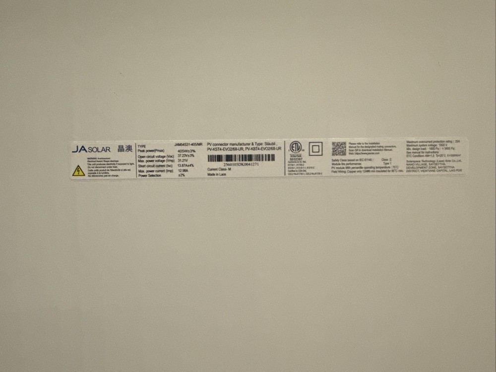 JA Solar panels 405W