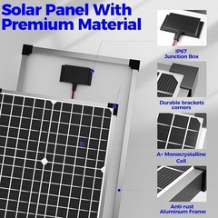 30W Solar Panel Charger MPPT Adjustable Waterproof Durable Battery Maintainer US