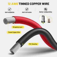 Oyviny 5PCS SAE Connector 12AWG 1 Feet SAE Extension Cable for Solar Panel Motor