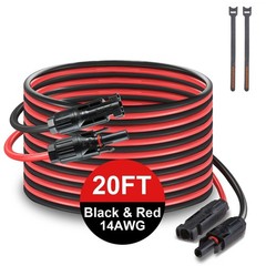 Black+Red 14 AWG Solar Panel Extension Cable Silicone Flexible Wire Connectors