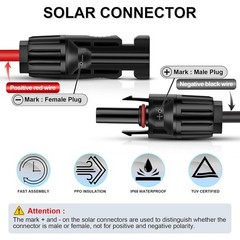 3 Feet 10AWG Solar Extension Cable with Solar Panel Female and Male Connector…