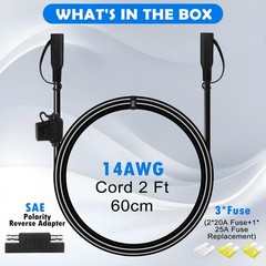 2FT 14AWG SAE to SAE Extension Cable Quick Disconnect Wire Harness SAE Connec…