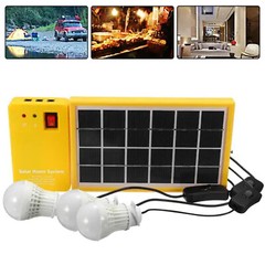 USB Solar Power Panel Generator Kit 5V Charger Home System 3 LED Bulbs Light
