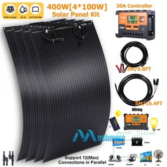 400W 200W Watt Flexible Solar Panel & Controller Kit RV Camping Off-Grid Rooftop