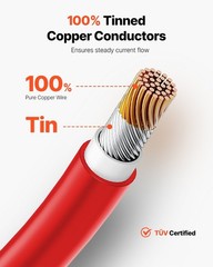 100ft 10AWG Durable Solar Extension Cord 6mm² Moisture Resistant Red