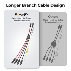 BougeRV Solar Parallel Connectors 2 to 4 Y Branch 10AWG Cable Connect 2 Solar