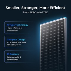 Renogy RSP175DC 16BB N-Type 175 Watt 12V Solar Panel