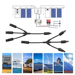 Y Branch Solar Connector 3 Way Parallel Cable Adapter IP67 12AWG Self Locking