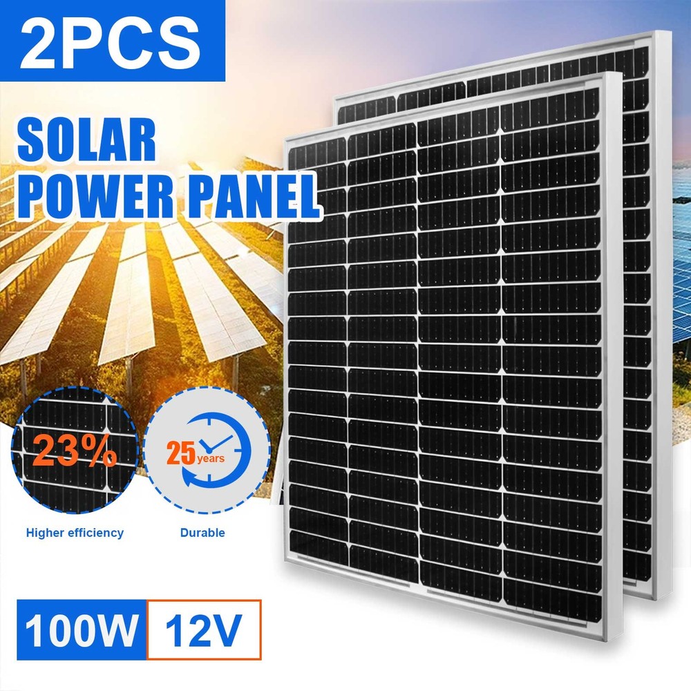 PFCTART 200W Solar Panel PV 100W Monocrystalline Home RV Roof Shed Back-up Power
