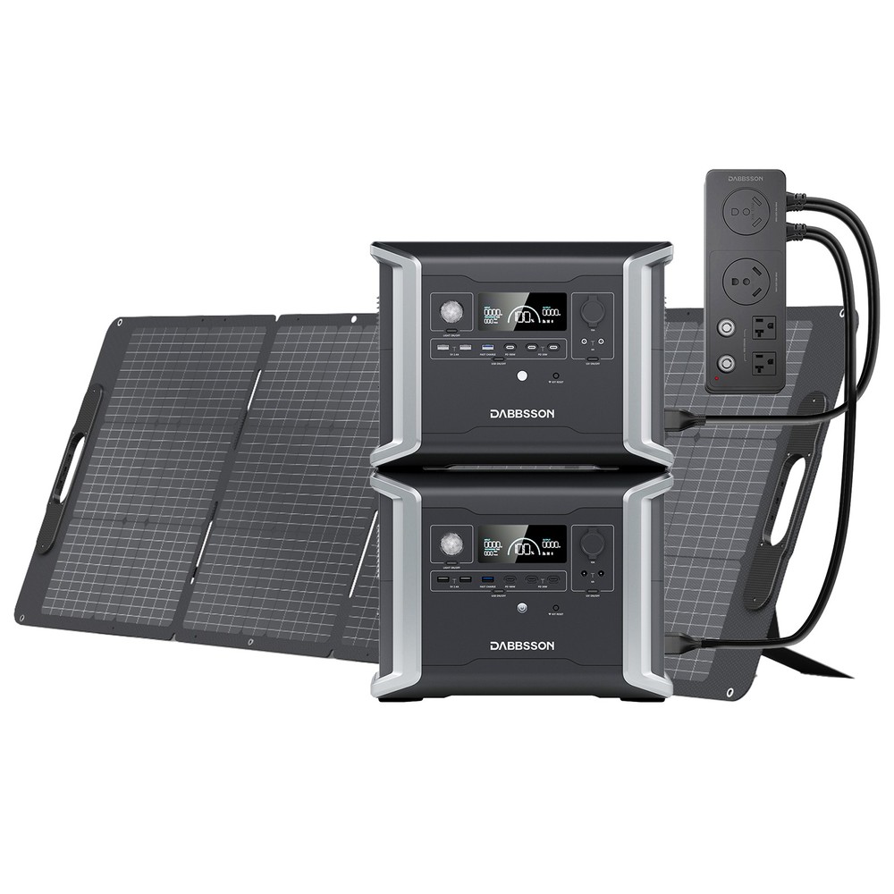 Dabbsson Power Station 2300W 2660Wh w/ Connector + Folding Solar Panel 210W