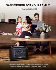 Mega Portable Power Station 2000W (Surge 4500W), 1024Wh Lifepo4 Battery Generat