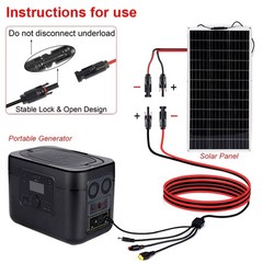 Solar Panel Extension Cable 4 In 1 DC5521 7909 XT60 Female Connector PV Wire 3ft
