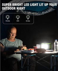 Estación de energía portátil 200 W con batería 155 Wh para camping y emergencias
