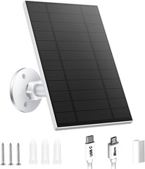5W Solar Panel for Outdoor Security Cameras, Waterproof, Adjustable Mount, 9.8Ft