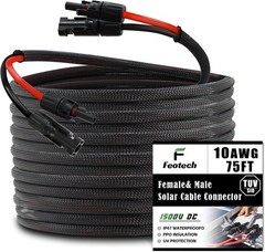 Twin Wire Solar Panel Cable – 75FT – Male/Female Connectors