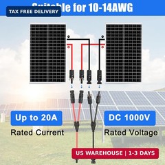 MC4 Solar Panel Connectors, 6 Pairs Male/Female Solar Panel Cable Connectors, 2