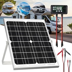30W Trickle Solar Panel 12V Battery Charger Kit Maintainer RV Car + Controller