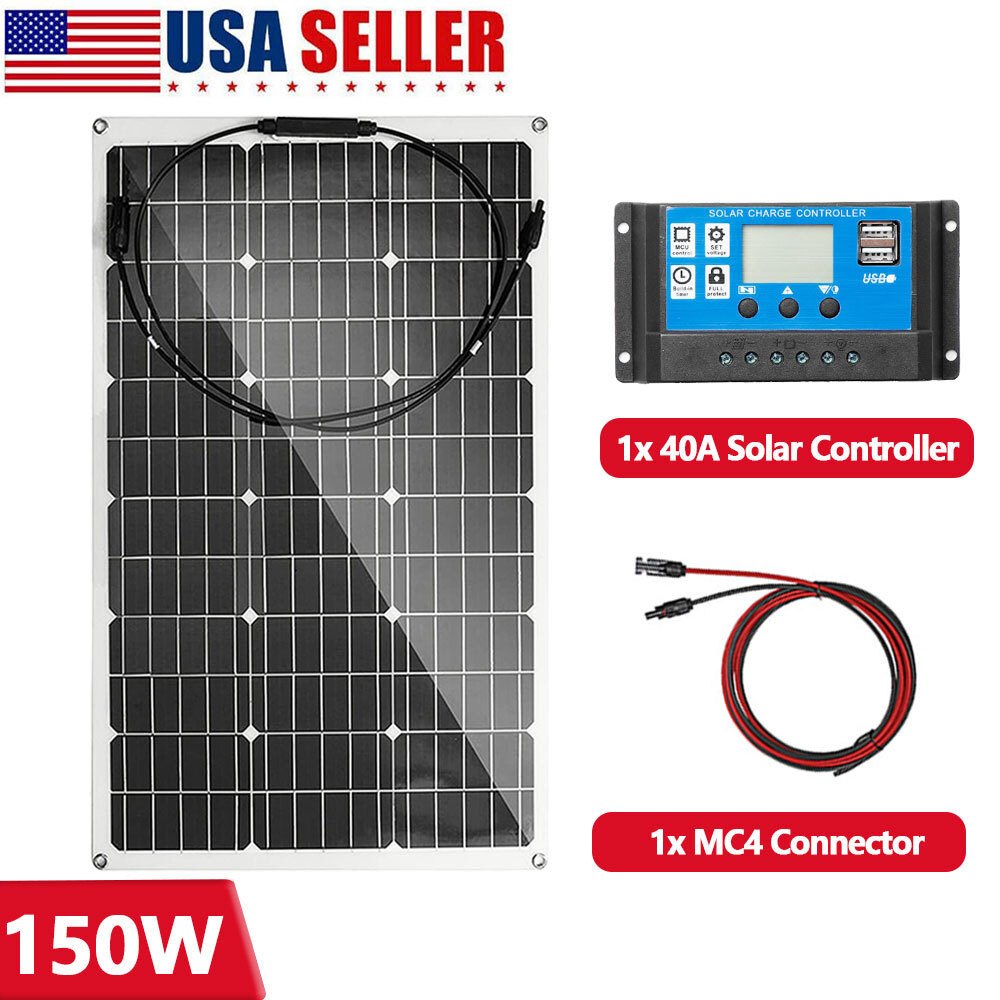 150W 300W 12V Watt Solar Panel Mono Charging For Camping Home Off-Grid RV Boat