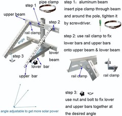 Solar Panel Mounting Bracket Pole Mounts Kit Up to 30W (Pole not Included)