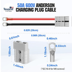 2 Pack 50A Battery Quick Connector, 7AWG 600V 0.98Ft Battery Cables with M8 Term