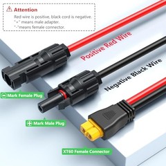 10AWG XT60 Solar Cable- Solar to XT60 Cable 3FT XT60 Charging 10AWG-3FT