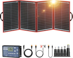 DOKIO 200W Portable Foldable Solar Panel Kit (20X27In, 9.7Lb), with Separate Con
