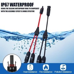 Y Branch Solar Panel Connector Cable 30A 1 to2 Parallel Adapter Waterproof US