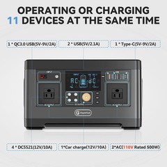Flashfish P63 Portable Power Station 520Wh 500W With 100W Foldable Solar Panel