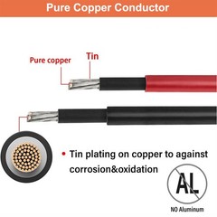 40 FT 10 AWG Black+Red Solar Panel Extension Cable w/ Female & Male Connectors