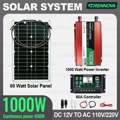 1000W Real Power Grennova Solar System 80W Panel 1000W Inverter 60A Controller