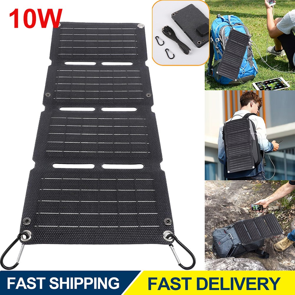 Foldable 10W Solar Panel Charger for Camping Power Supply Portable Power Charger