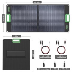 100W Portable Solar Panel, 23.5% High Efficiency ETFE Foldable Green&Black