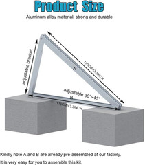 Solar Panel Mounting Brackets Kit System Adjustable 30º~45º Aluminum Alloy Tilt