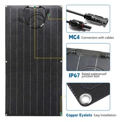 150W 18V Flexible Solar Panel ETFE Semi-Flex CIGS RV Boat Marine Charger w/ MC4